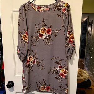 Floral Print Gray Dress